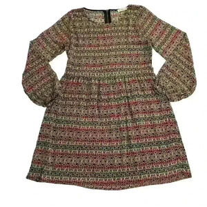 Abercrombie & Fitch Womens SM Boho Midi Shift Dress Multi Color Lace Long Sleeve